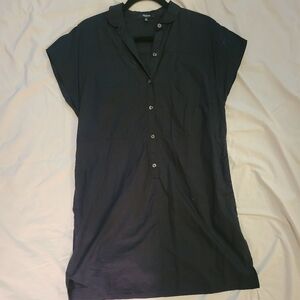 Madewell Black Short Sleeve Shirtdress Button-Up Medium